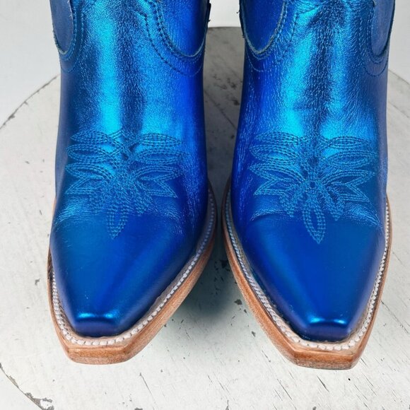 NEW Lane SMOKESHOW Womens Blue Cowboy Boots 7 Leather Western Snip Toe 15" Tall - Picture 6 of 10